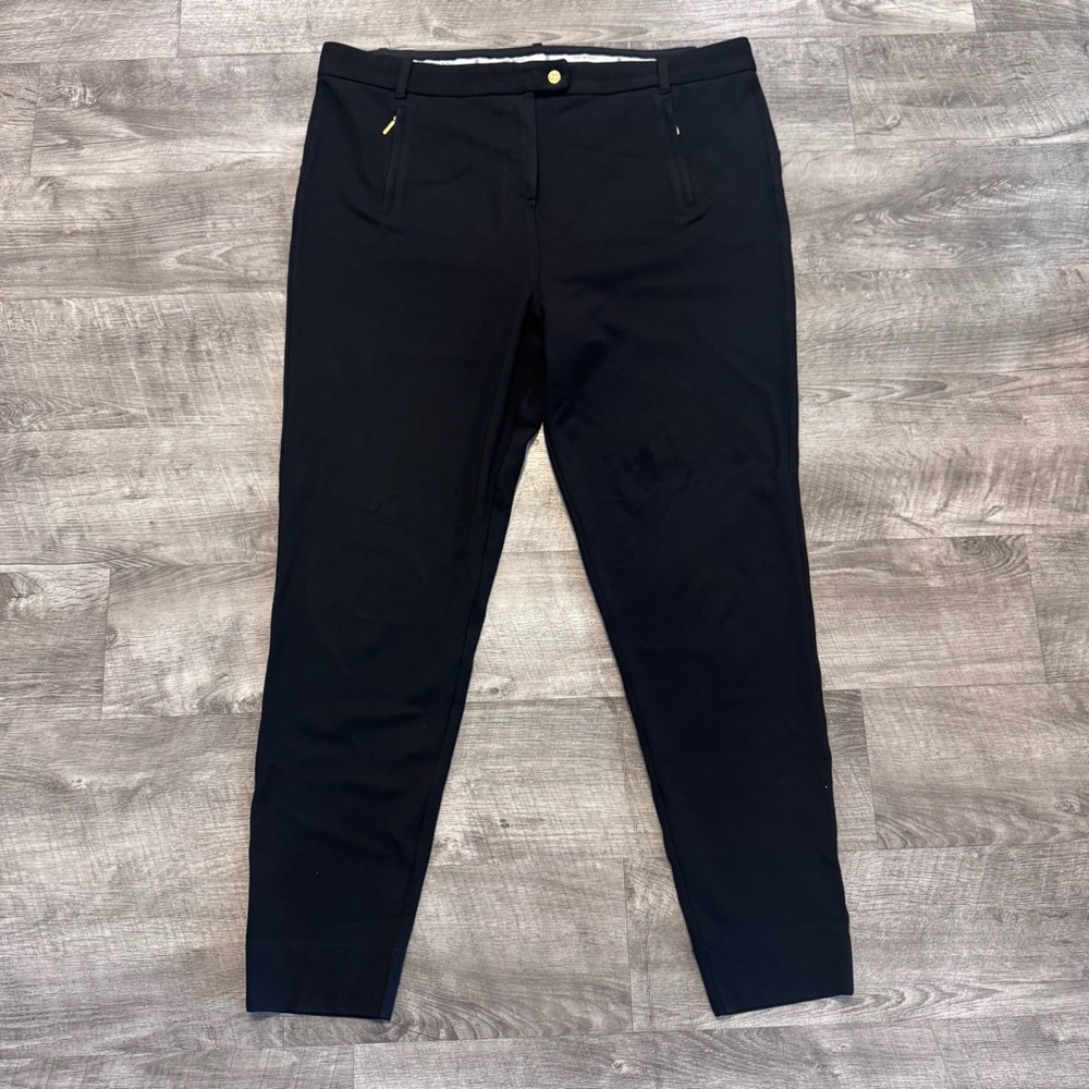 Tory Burch Black Skinny Trouser Pants Womens Sz. XL Zip Pockets